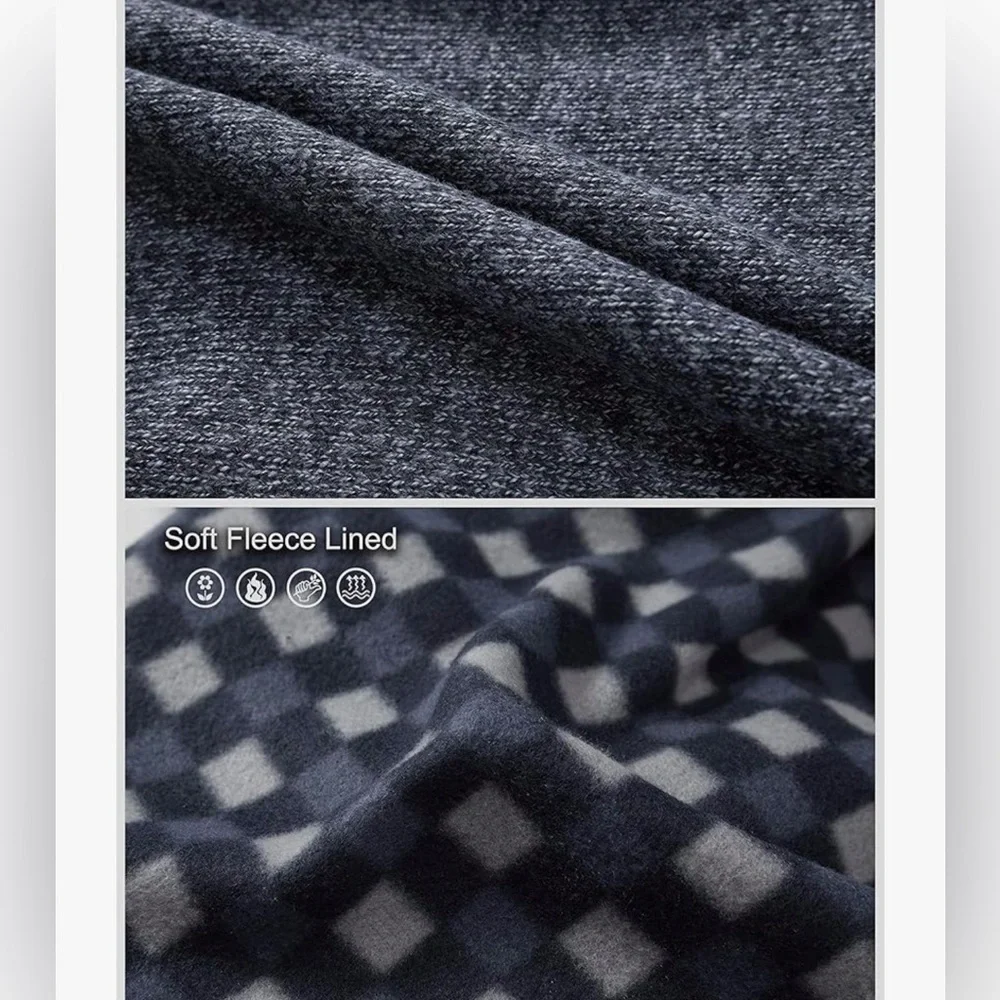 Men's Half Zip Pullover Knit Sweater Soft Brushed Flannel Lining Gioberti NEW